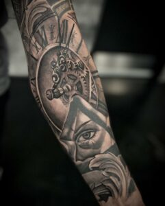 Tattoo clock triangle eye